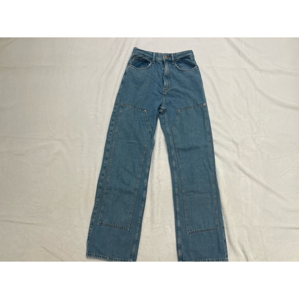 Bershka Denim Carpenter‎ Double Knee Womens Jeans Sz 2 Light Wash
